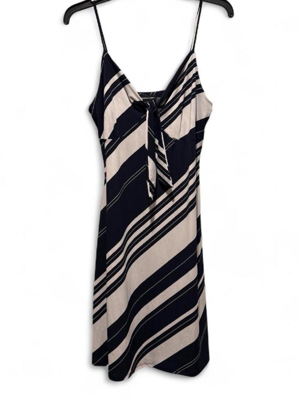 Perceptions Navy and Cream Striped Tie-Front Mini Dress